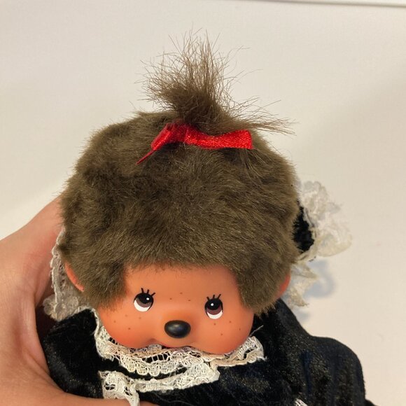 Monchhichi Bebichhichi Maid Black White Doll Stuffed Plush Toy Sekiguchi Japan - Picture 5 of 13
